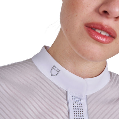 Polo concurso mujer slim fit con insertos en tejido tipo seda Equestro - Harbor Mist