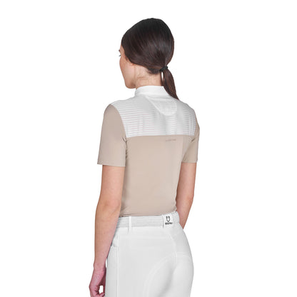Polo concurso mujer slim fit con insertos en tejido tipo seda Equestro - Oxford Tan