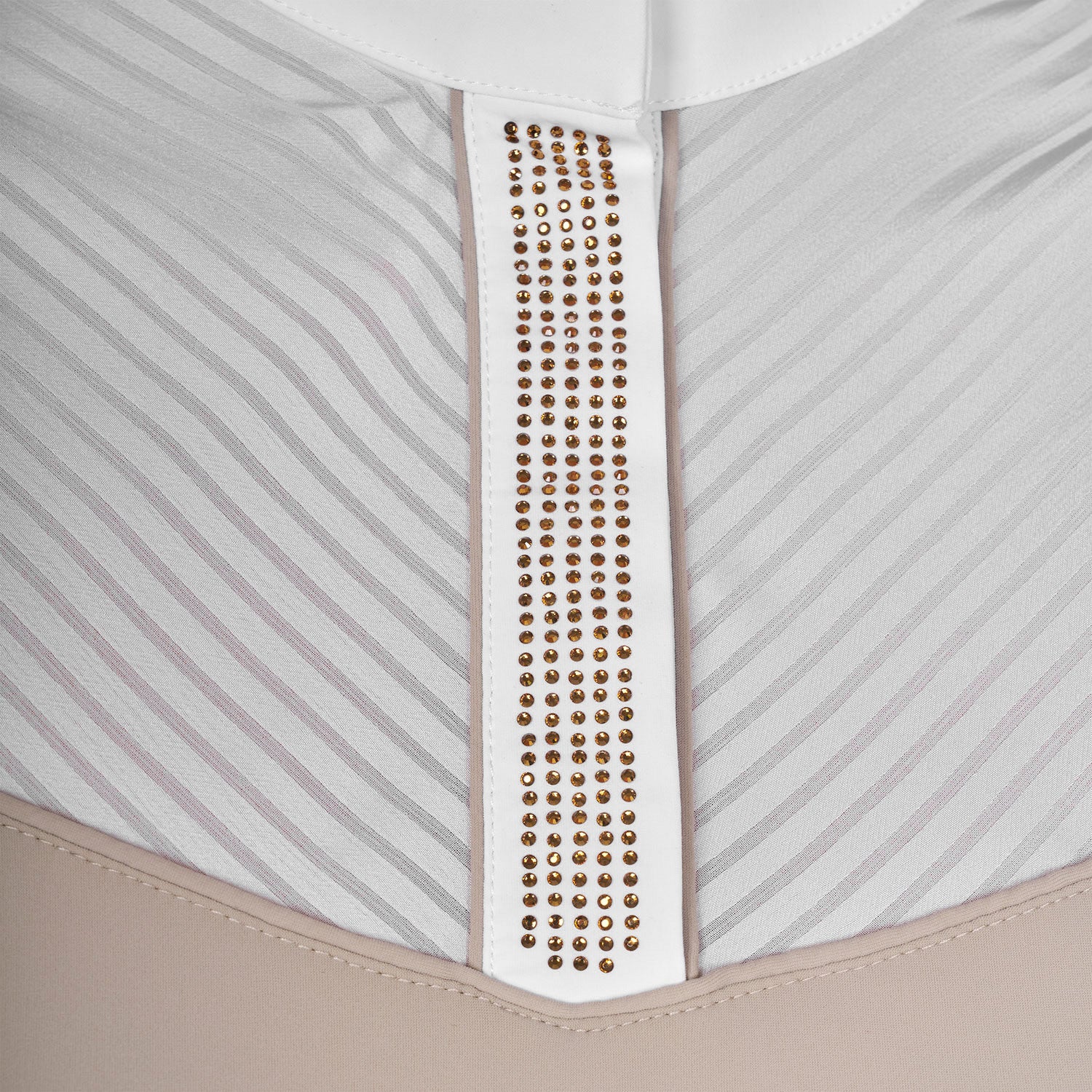 Polo concurso mujer slim fit con insertos en tejido tipo seda Equestro - Oxford Tan