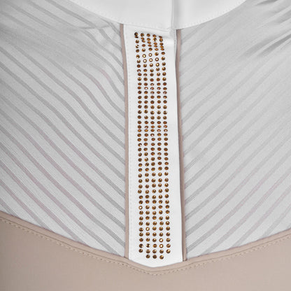 Polo concurso mujer slim fit con insertos en tejido tipo seda Equestro - Oxford Tan
