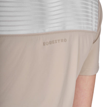 Polo concurso mujer slim fit con insertos en tejido tipo seda Equestro - Oxford Tan