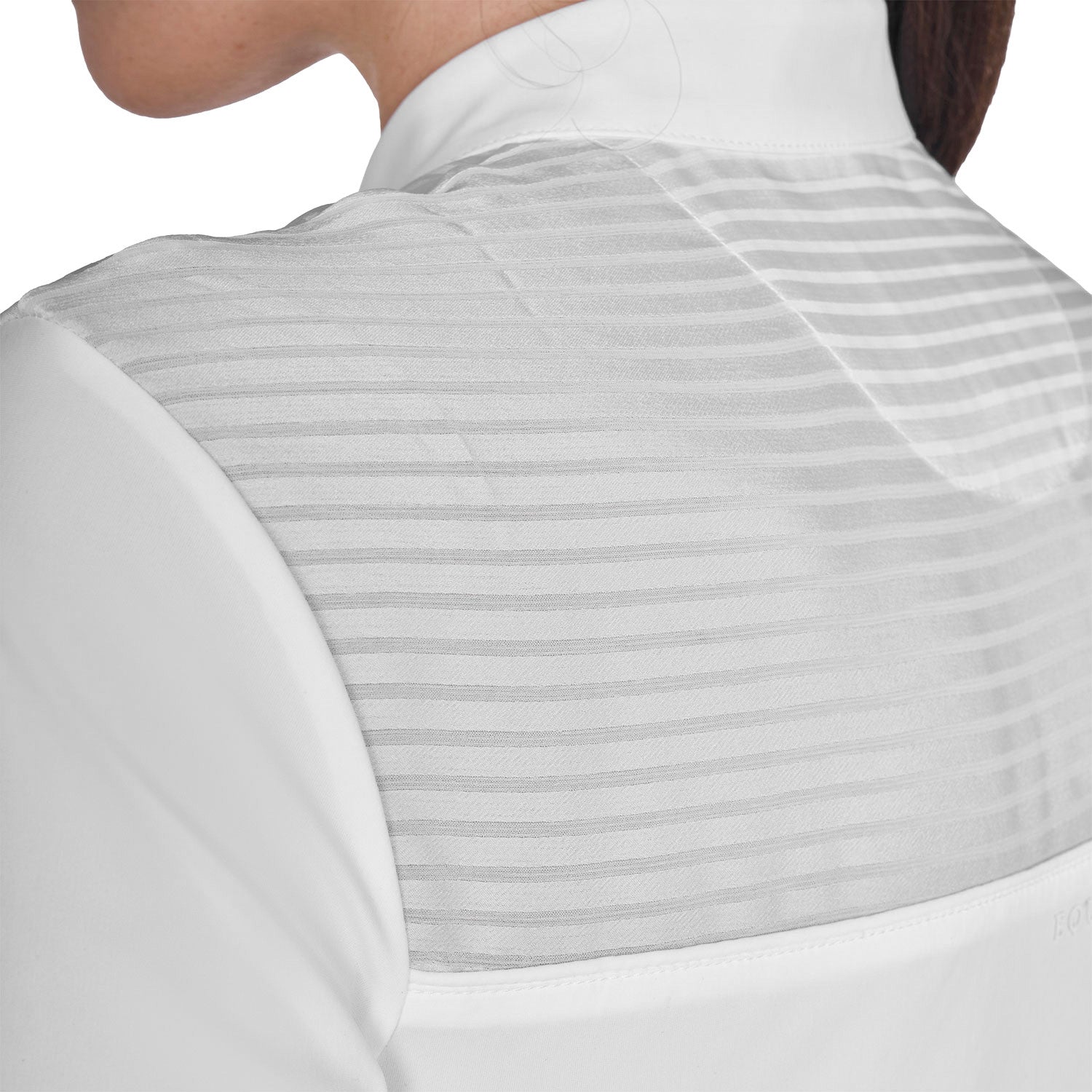 Polo concurso mujer slim fit con insertos en tejido tipo seda Equestro - Blanco