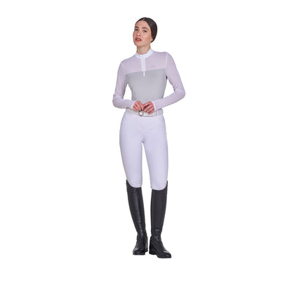 Polo concurso mujer manga larga con insertos en micromalla Equestro - Harbor Mist