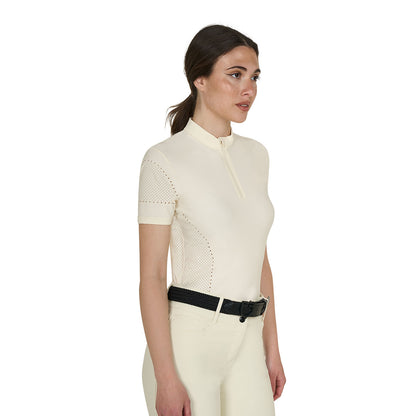 Camiseta de mujer de entrenamiento en tejido técnico con microperforaciones Equestro - Antique White