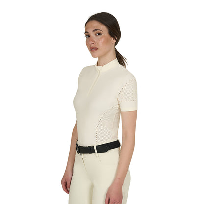 Camiseta de mujer de entrenamiento en tejido técnico con microperforaciones Equestro - Antique White