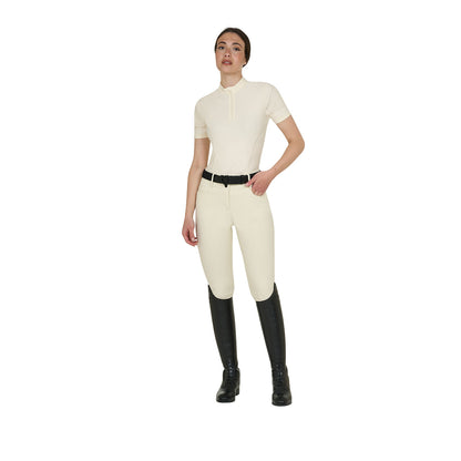Camiseta de mujer de entrenamiento en tejido técnico con microperforaciones Equestro - Antique White