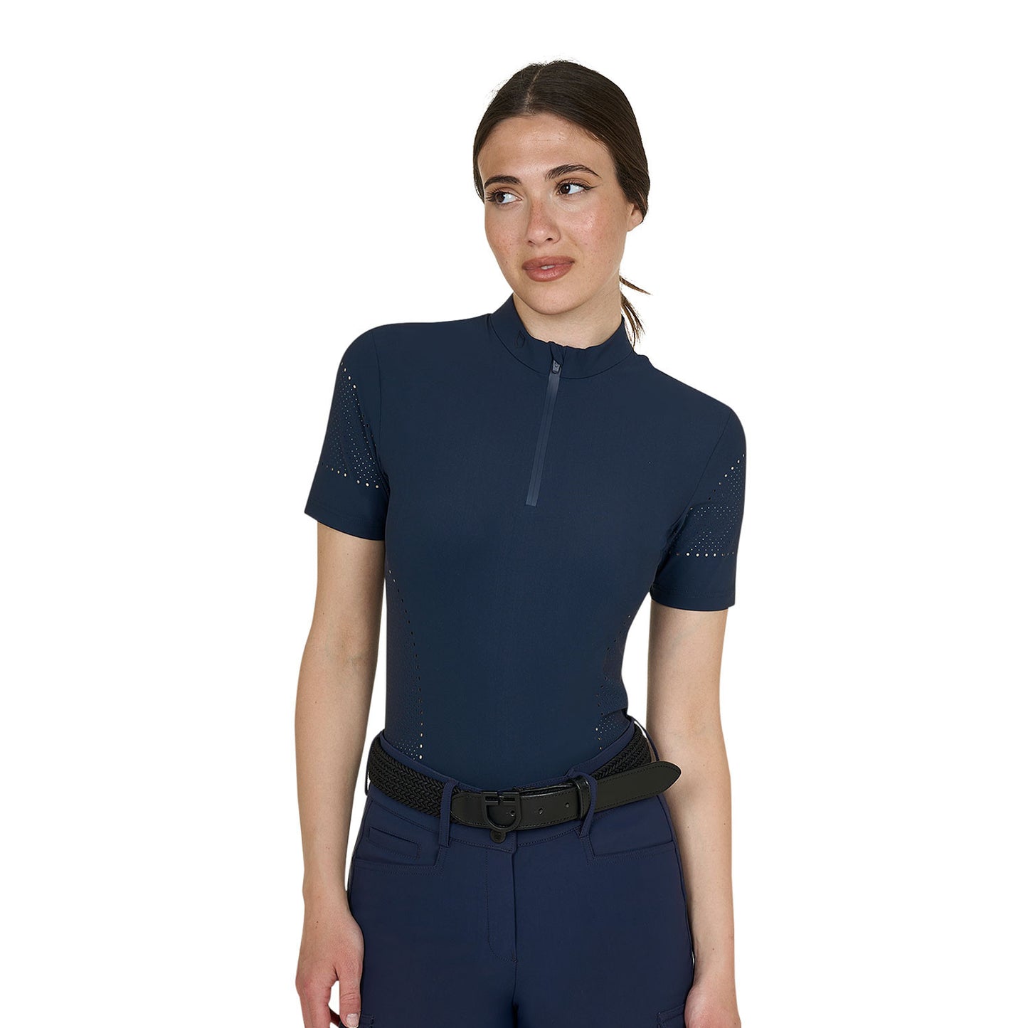Camiseta de mujer de entrenamiento en tejido técnico con microperforaciones Equestro