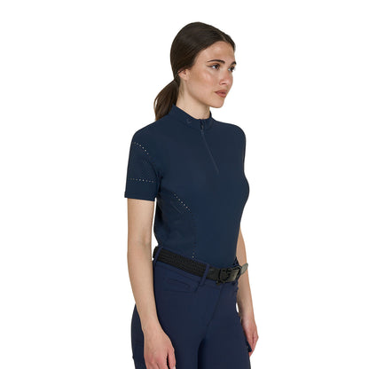 Camiseta de mujer de entrenamiento en tejido técnico con microperforaciones Equestro - Navy Blazer