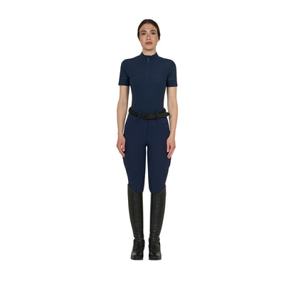 Camiseta de mujer de entrenamiento en tejido técnico con microperforaciones Equestro - Navy Blazer