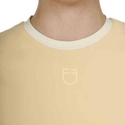 Camiseta crop de mujer en tejido técnico Equestro - Sunlight (13-0822)/Antique White
