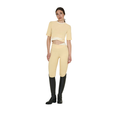 Camiseta crop de mujer en tejido técnico Equestro - Sunlight (13-0822)/Antique White