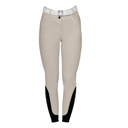 Pantalones de mujer full grip de cintura alta con logo en strass Equestro - Oxford Tan