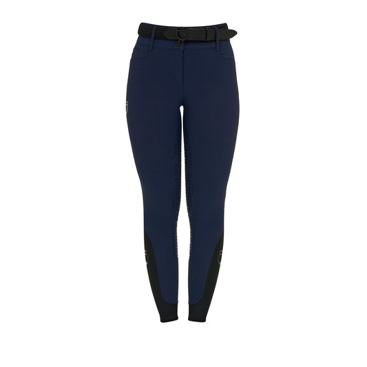 Pantalones de mujer full grip de cintura alta con logo en strass Equestro - Navy Blazer