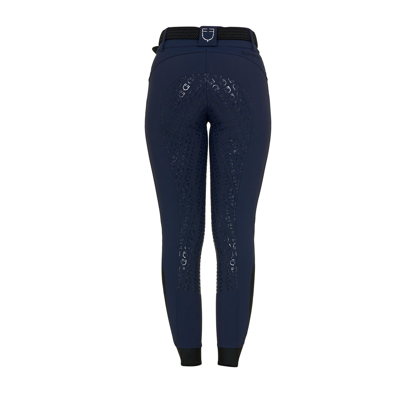Pantalones de mujer full grip de cintura alta con logo en strass Equestro - Navy Blazer