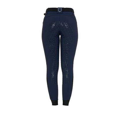 Pantalones de mujer full grip de cintura alta con logo en strass Equestro - Navy Blazer