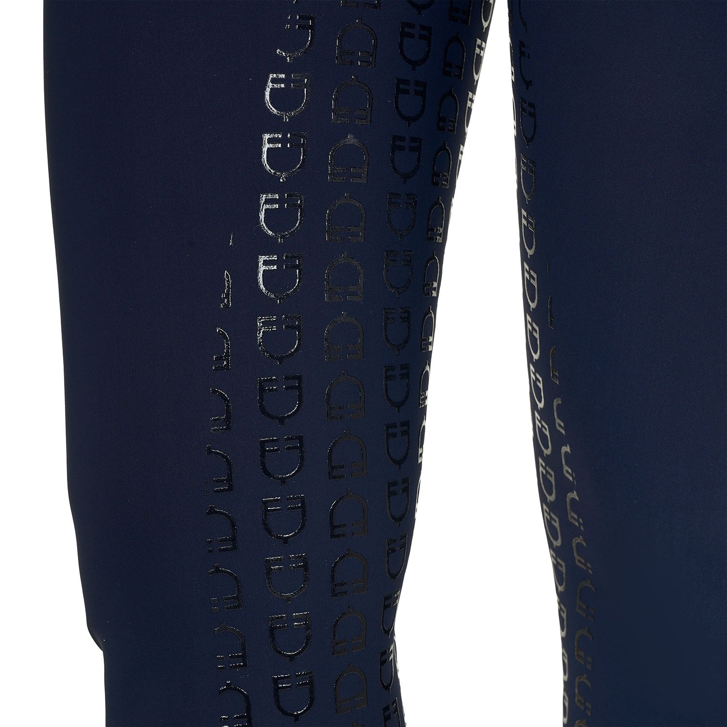 Pantalones de mujer full grip de cintura alta con logo en strass Equestro - Navy Blazer