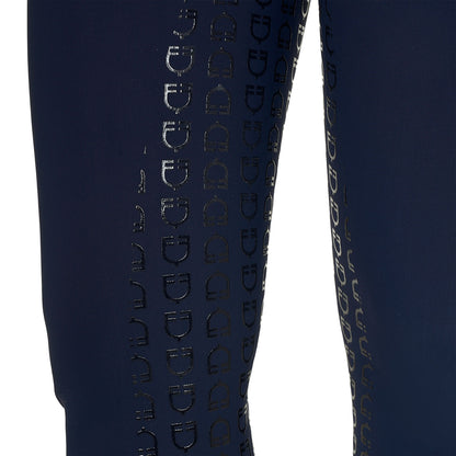 Pantalones de mujer full grip de cintura alta con logo en strass Equestro - Navy Blazer