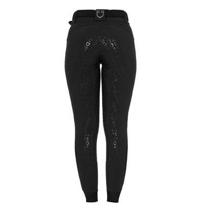 Pantalones de mujer full grip de cintura alta con logo en strass Equestro - Negro