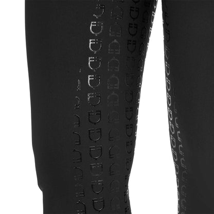 Pantalones de mujer full grip de cintura alta con logo en strass Equestro - Negro