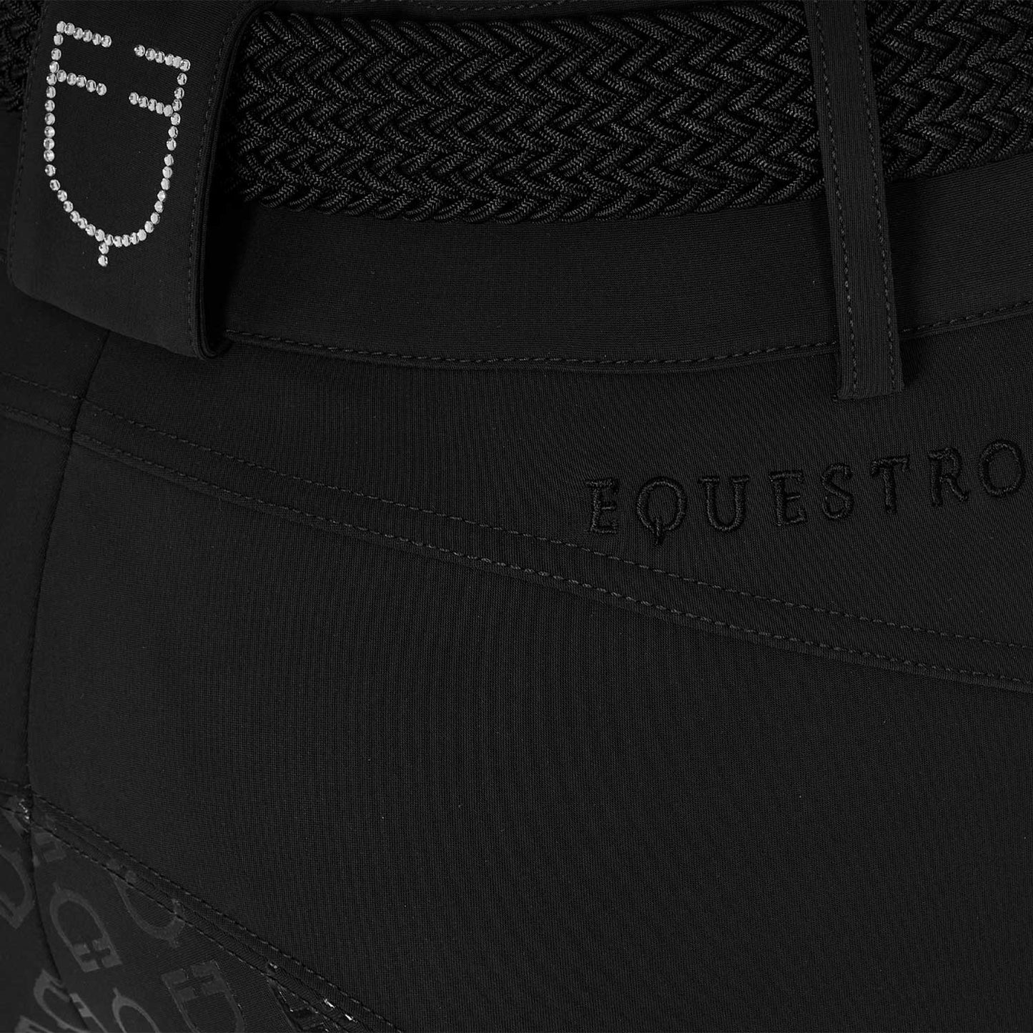 Pantalones de mujer full grip de cintura alta con logo en strass Equestro - Negro