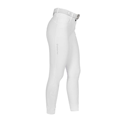 Pantalones de mujer full grip de cintura alta con logo en strass Equestro - Blanco