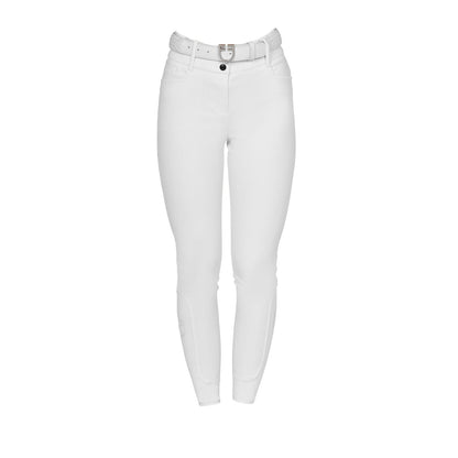 Pantalones de mujer full grip de cintura alta con logo en strass Equestro - Blanco