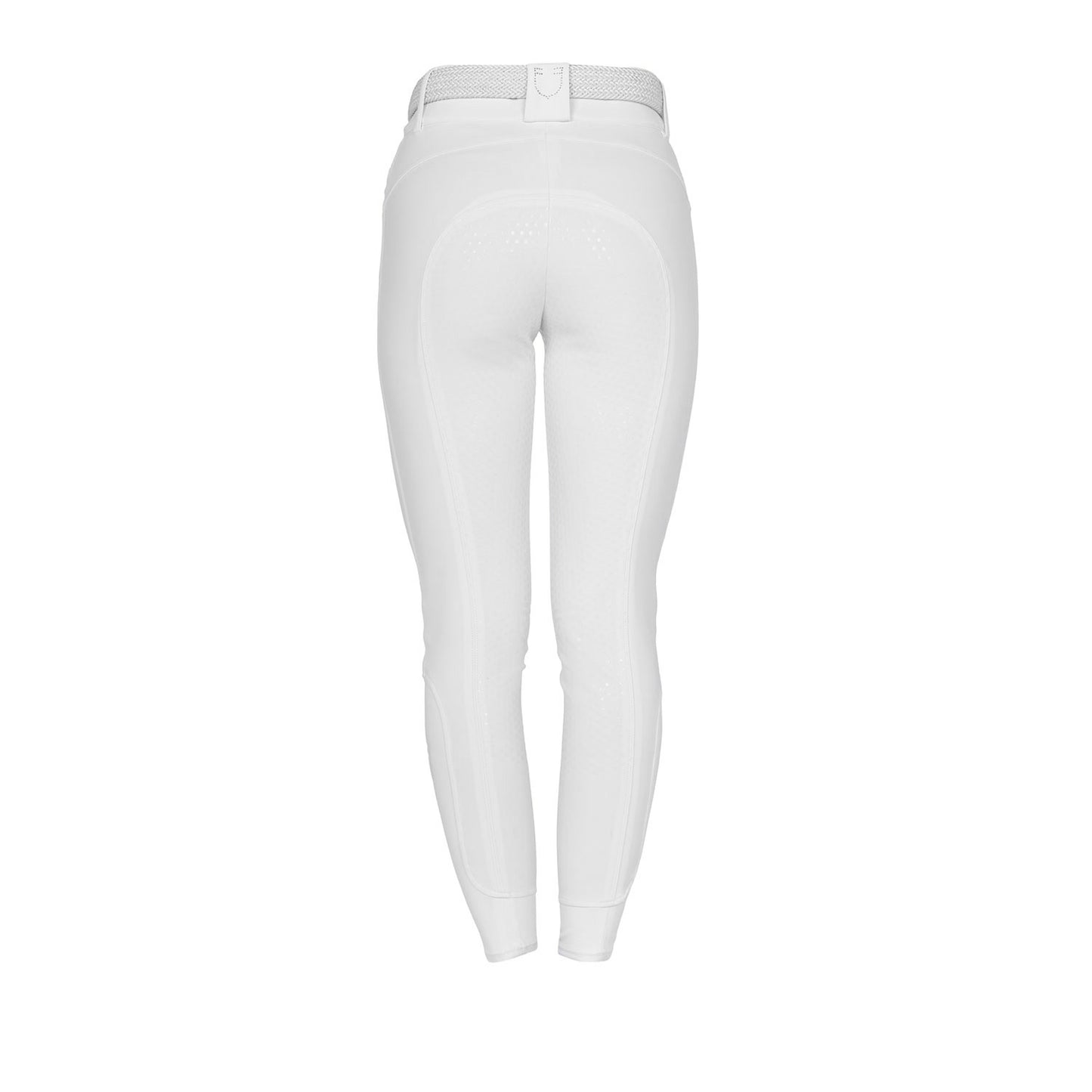Pantalones de mujer full grip de cintura alta con logo en strass Equestro - Blanco