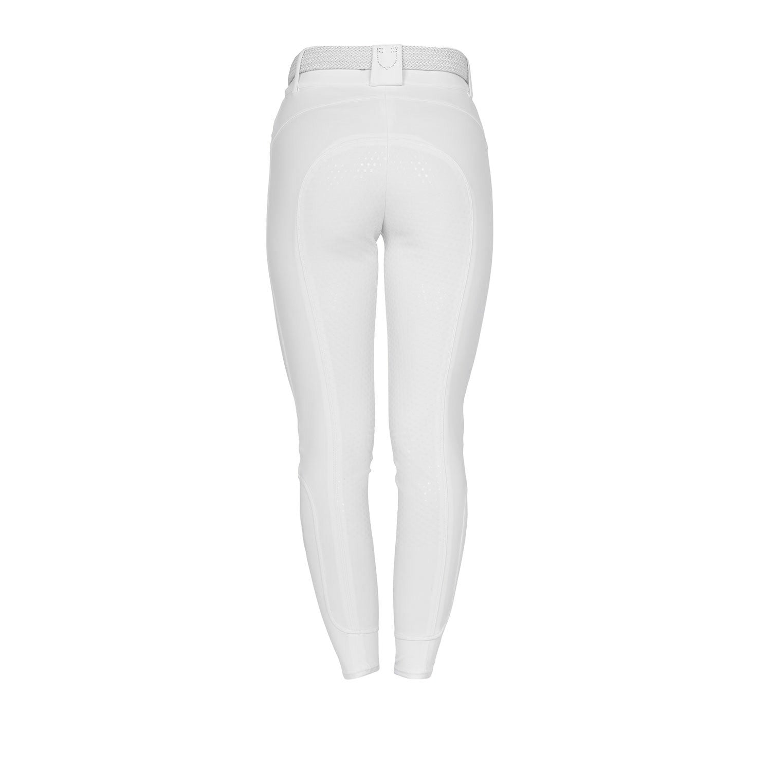 Pantalones de mujer full grip de cintura alta con logo en strass Equestro - Blanco