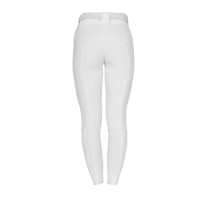 Pantalones de mujer full grip de cintura alta con logo en strass Equestro - Blanco