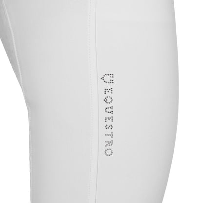Pantalones de mujer full grip de cintura alta con logo en strass Equestro - Blanco