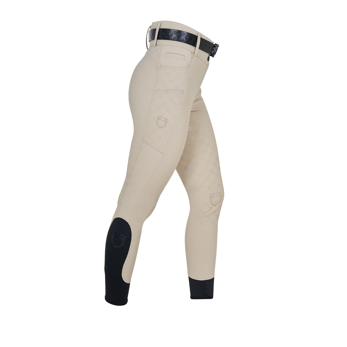 Pantalones de mujer de tiro alto monograma Equestro - Oxford Tan