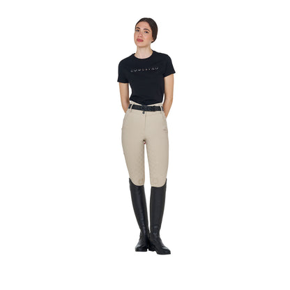 Pantalones de mujer de tiro alto monograma Equestro - Oxford Tan