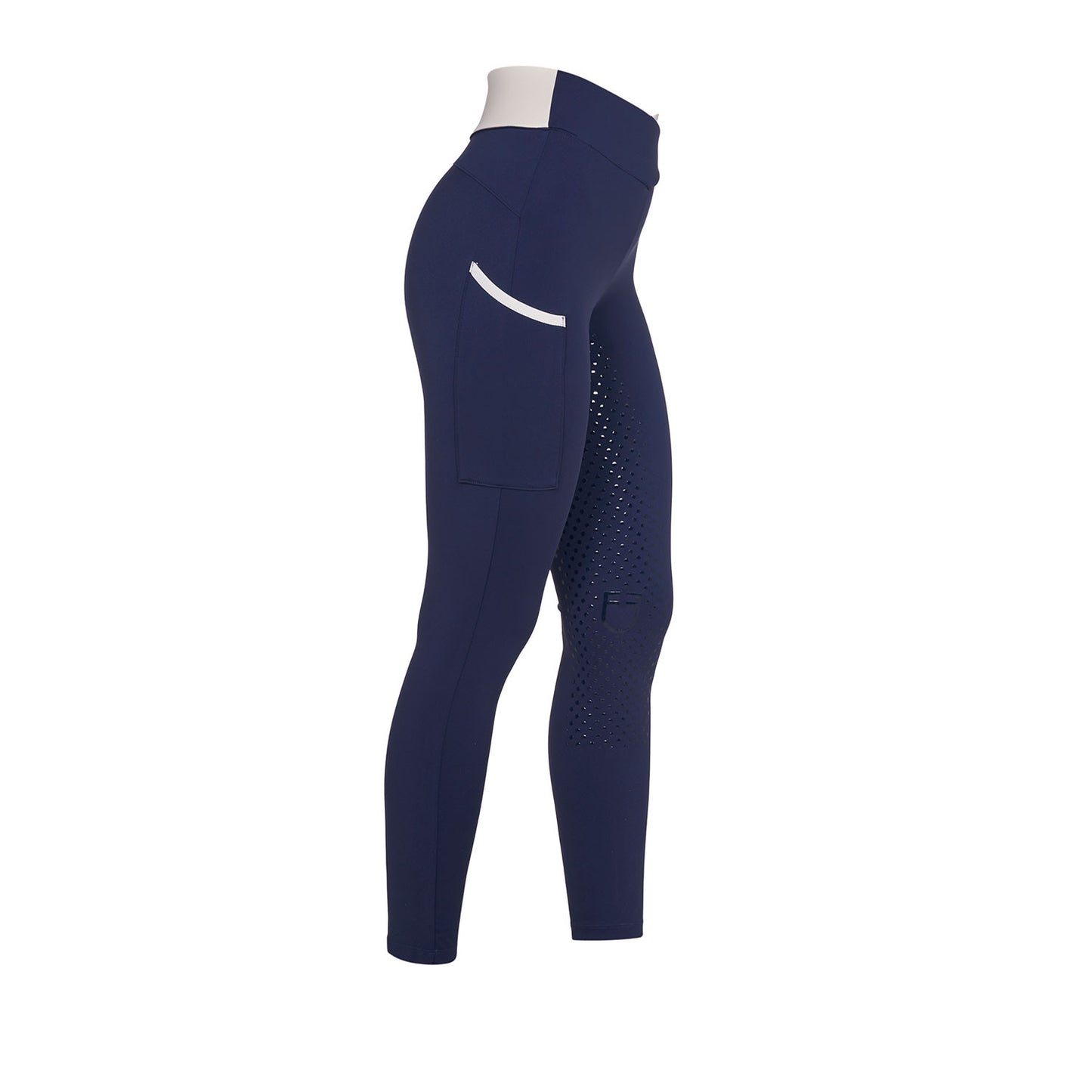 Leggings de mujer bicolor con full grip Equestro - Navy Blazer (18-3923)/Antique White