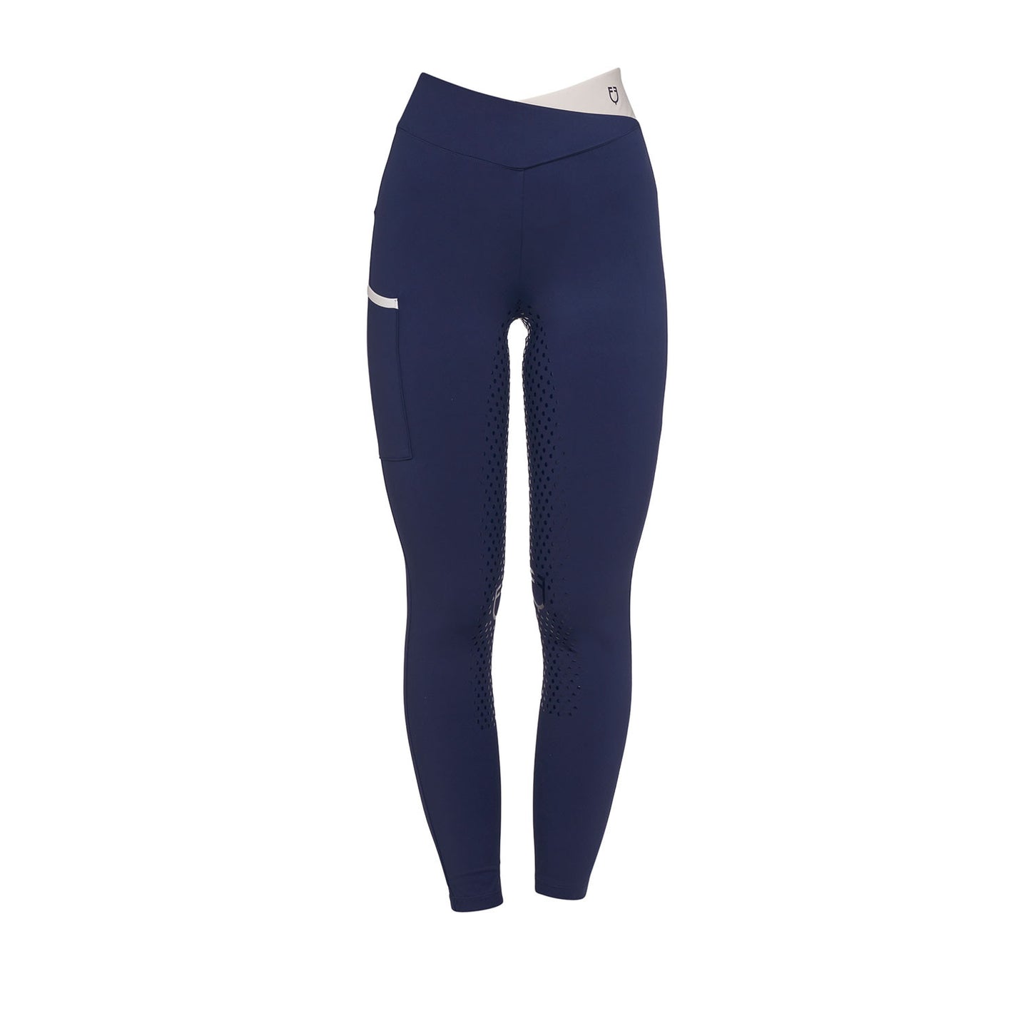 Leggings de mujer bicolor con full grip Equestro - Navy Blazer (18-3923)/Antique White