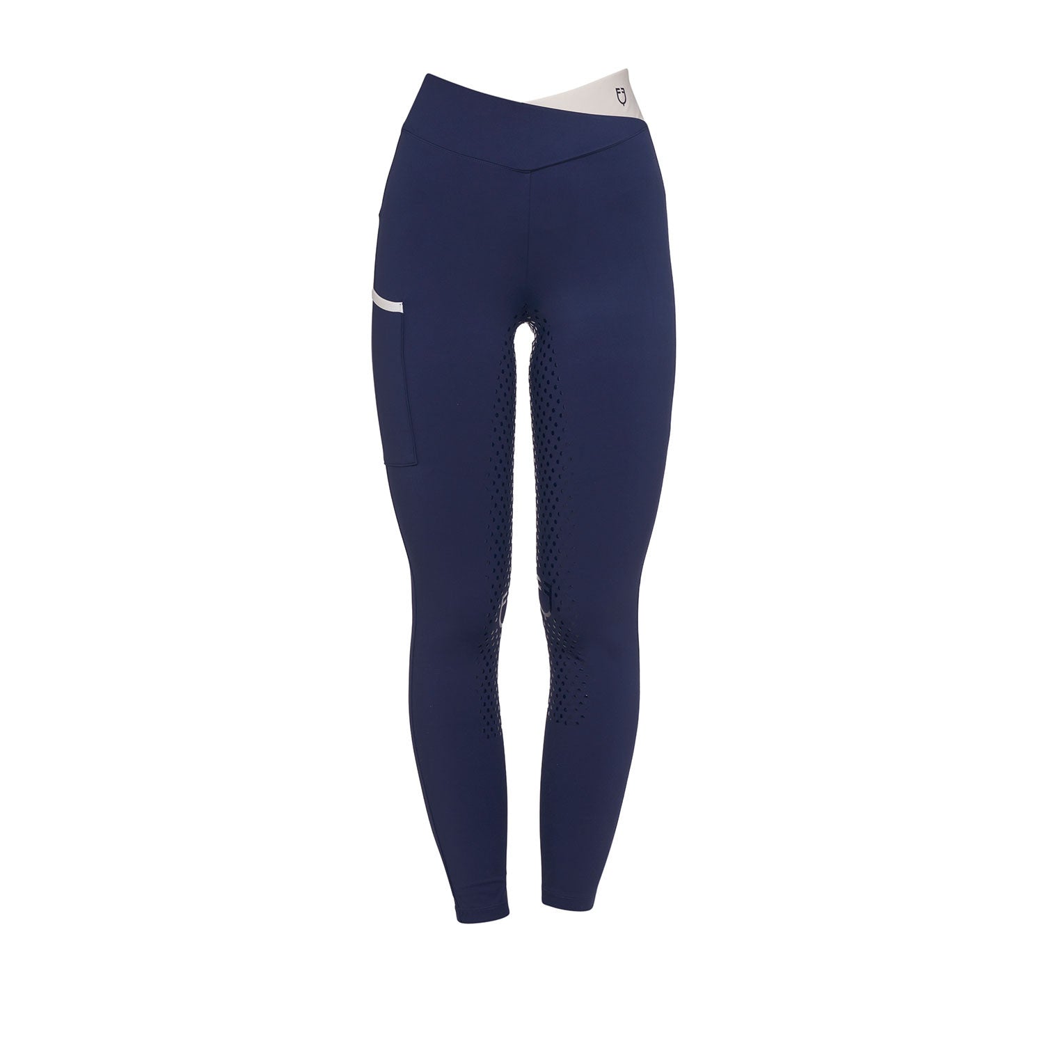 Leggings de mujer bicolor con full grip Equestro - Navy Blazer (18-3923)/Antique White