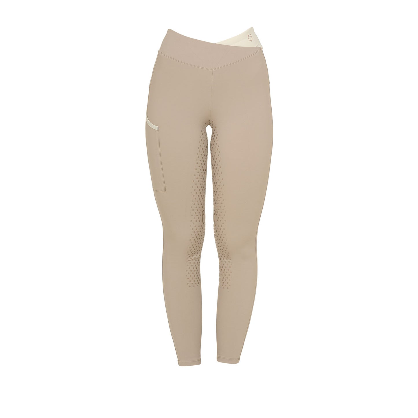 Leggings de mujer bicolor con full grip Equestro - Oxford Tan (15-1306)/Antique White