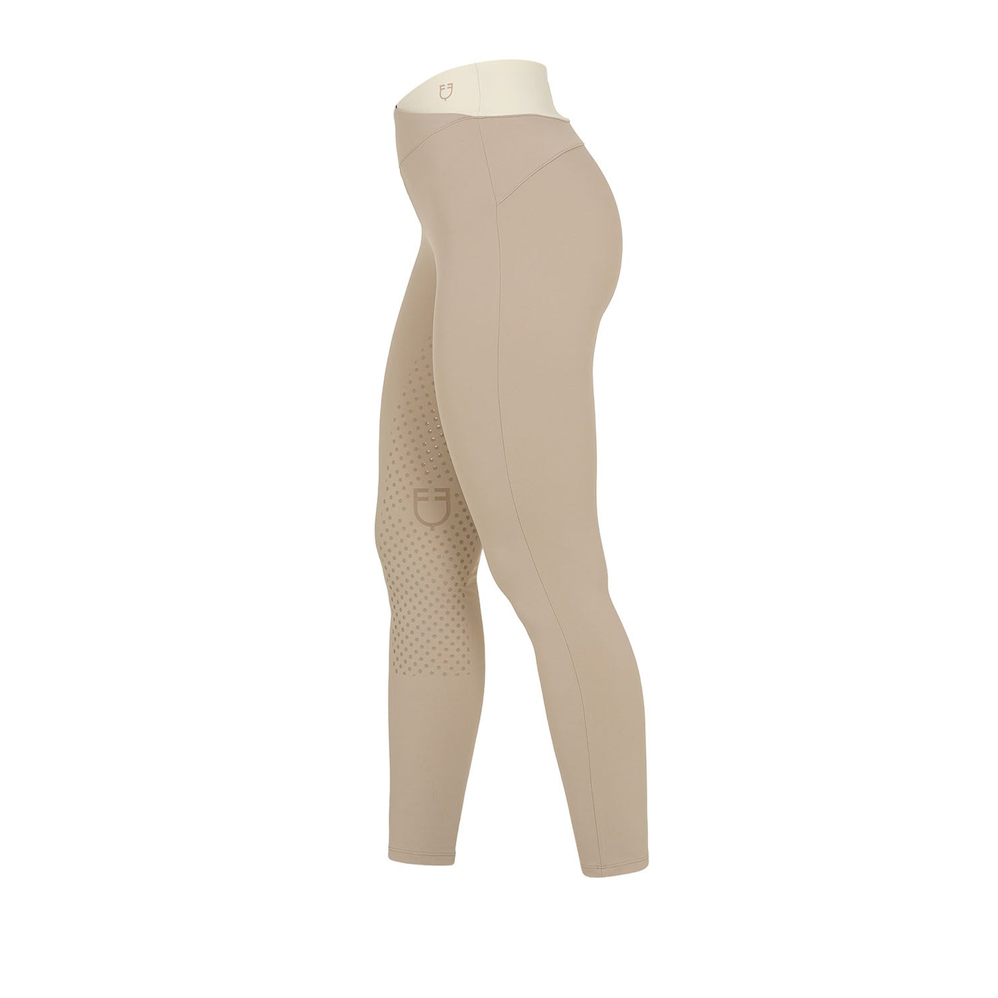 Leggings de mujer bicolor con full grip Equestro - Oxford Tan (15-1306)/Antique White