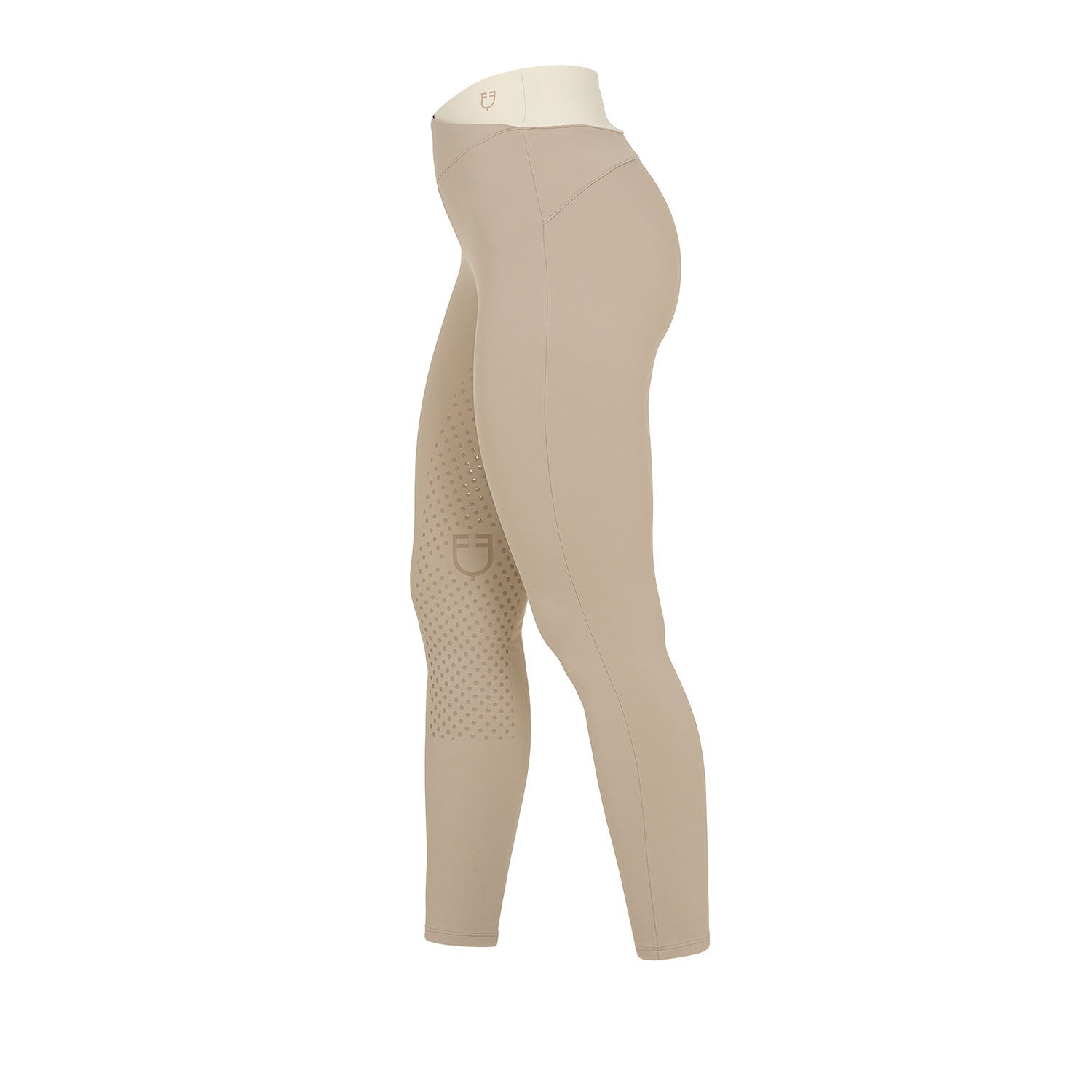 Leggings de mujer bicolor con full grip Equestro - Oxford Tan (15-1306)/Antique White