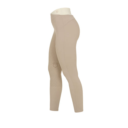 Leggings de mujer bicolor con full grip Equestro - Oxford Tan (15-1306)/Antique White