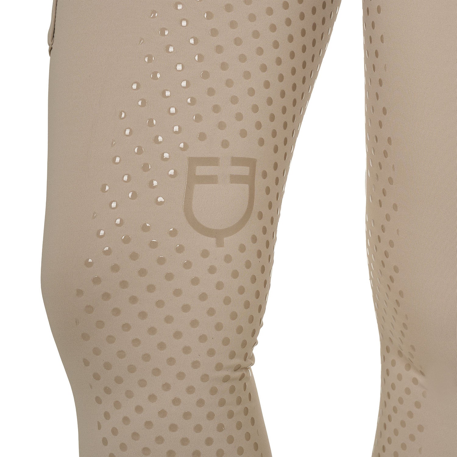 Leggings de mujer bicolor con full grip Equestro - Oxford Tan (15-1306)/Antique White