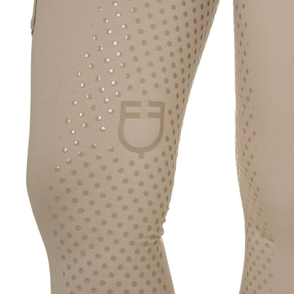 Leggings de mujer bicolor con full grip Equestro - Oxford Tan (15-1306)/Antique White