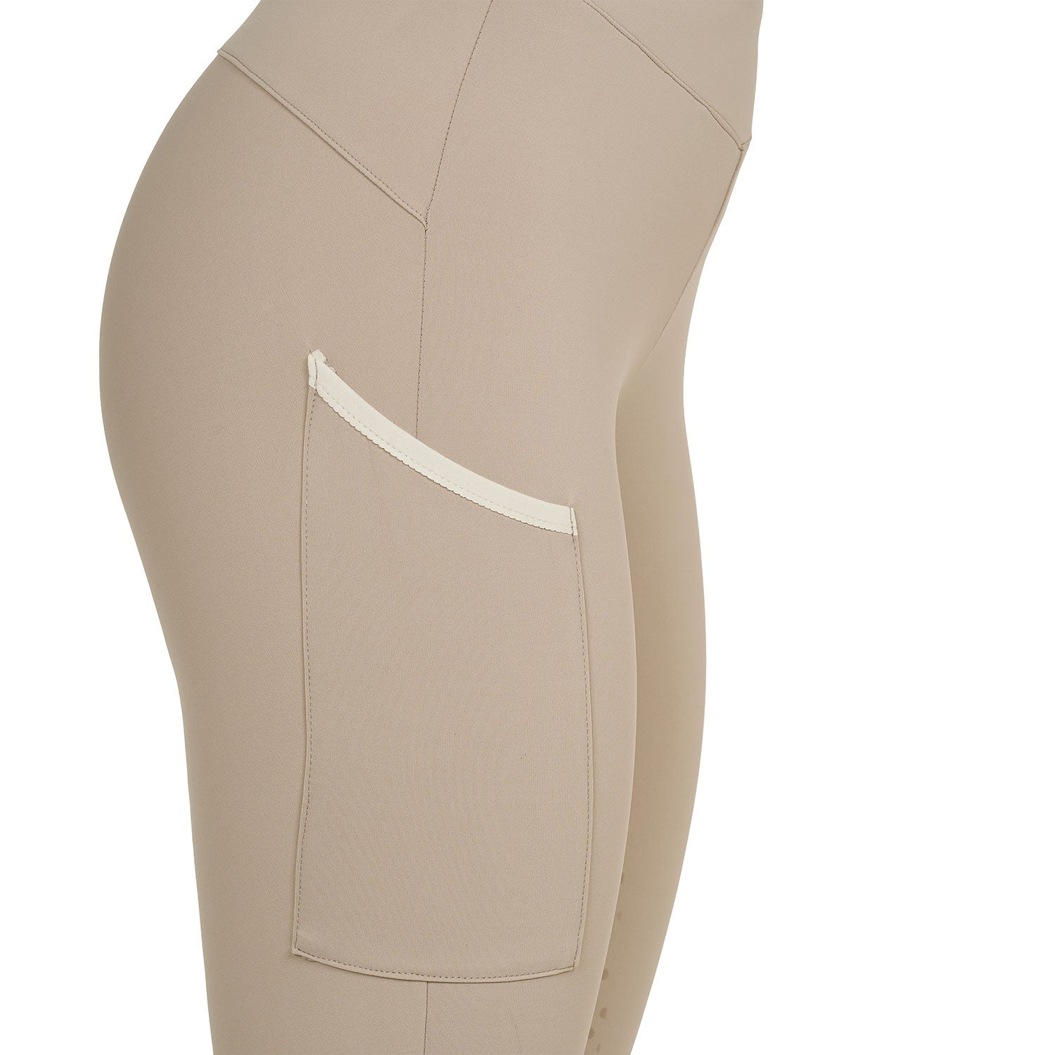Leggings de mujer bicolor con full grip Equestro - Oxford Tan (15-1306)/Antique White