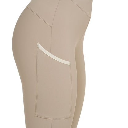 Leggings de mujer bicolor con full grip Equestro - Oxford Tan (15-1306)/Antique White