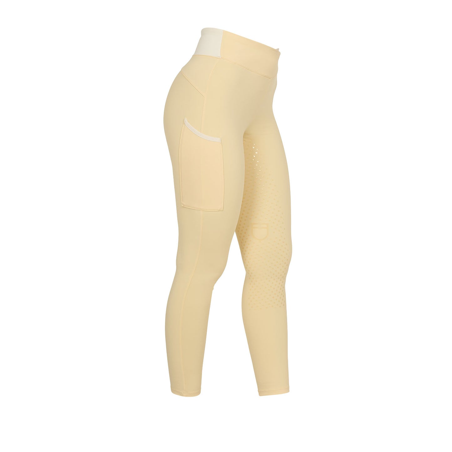 Leggings de mujer bicolor con full grip Equestro - Sunlight (13-0822)/Antique White