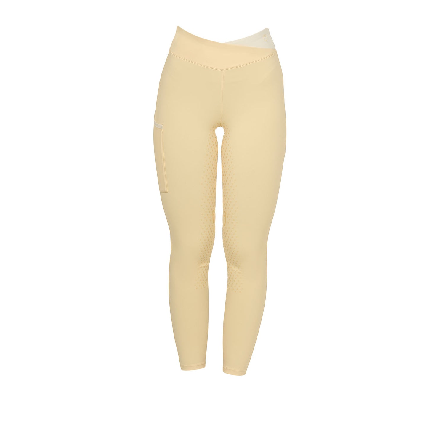 Leggings de mujer bicolor con full grip Equestro - Sunlight (13-0822)/Antique White