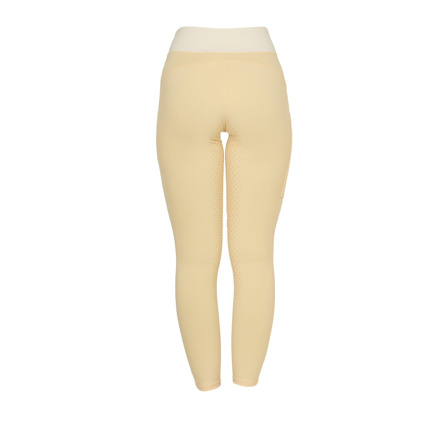 Leggings de mujer bicolor con full grip Equestro - Sunlight (13-0822)/Antique White