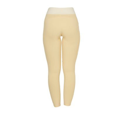 Leggings de mujer bicolor con full grip Equestro - Sunlight (13-0822)/Antique White