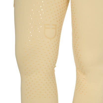 Leggings de mujer bicolor con full grip Equestro - Sunlight (13-0822)/Antique White