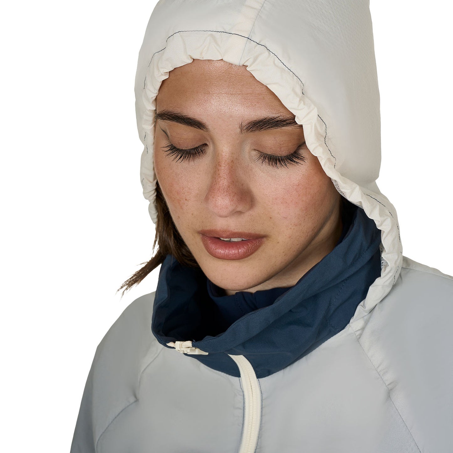 Chaqueta impermeable de mujer Equestro - Navy Blazer(19-3923)/Harbor Mist(14-4202)/Antique White