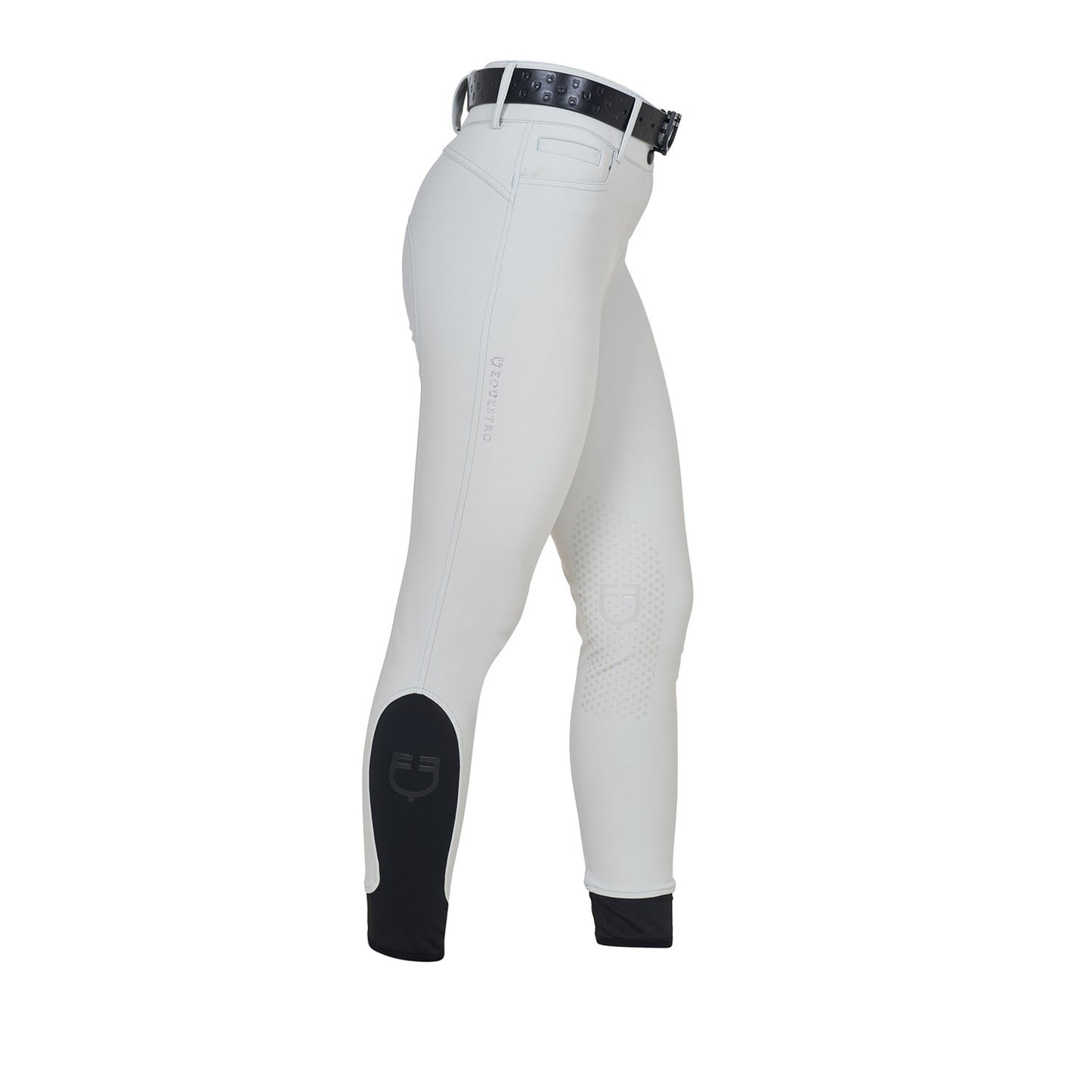 Pantalones de mujer de tiro alto con logo en strass Equestro - Harbor Mist
